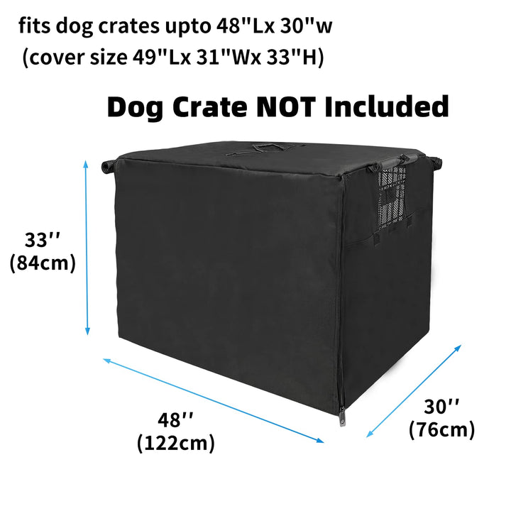 Dog Crate Cover 48 inch XL Dog Kennel Outside Cover, Big Dog Cage for Large Dogs Wire with1 2 3 Doors, Waterproof 600D Oxford Fabric Indoor/Outdoor Black(Dog Crate NOT Included)