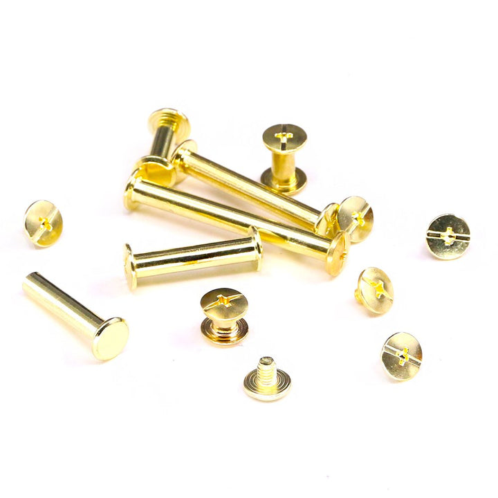 50-Sets M5 Brass Plated Phillips Chicago Screw Posts Binding Screws Assortment Kit for Scrapbook Photo Albums Binding, Leather Repair - Gold (M5 x 40mm-50Sets)