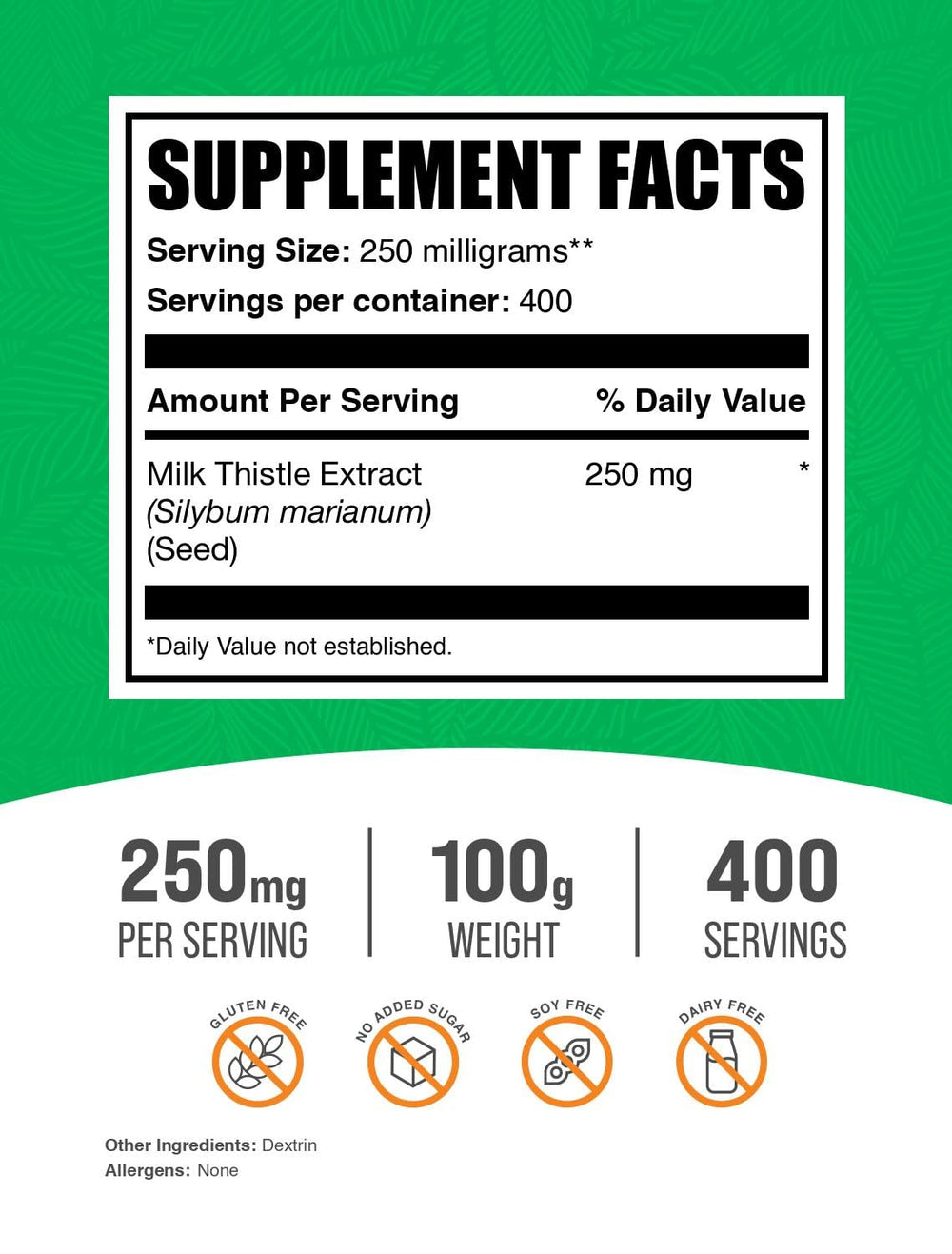 .com Milk Thistle Extract Powder - Herbal Extract for Liver Health, Milk Thistle Supplement - Gluten Free, 250mg per Serving, 100g (3.5 oz) (Pack of 1)