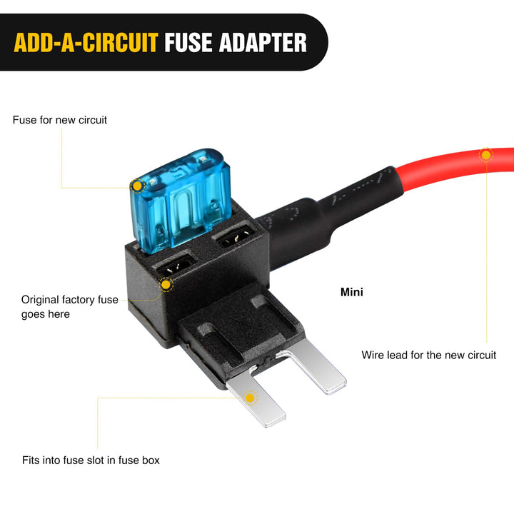 Fuse Holder Add-a-circuit Fuse TAP Adapter Mini ATM APM Blade Fuse Holder-10 Pack , 2 years Warranty
