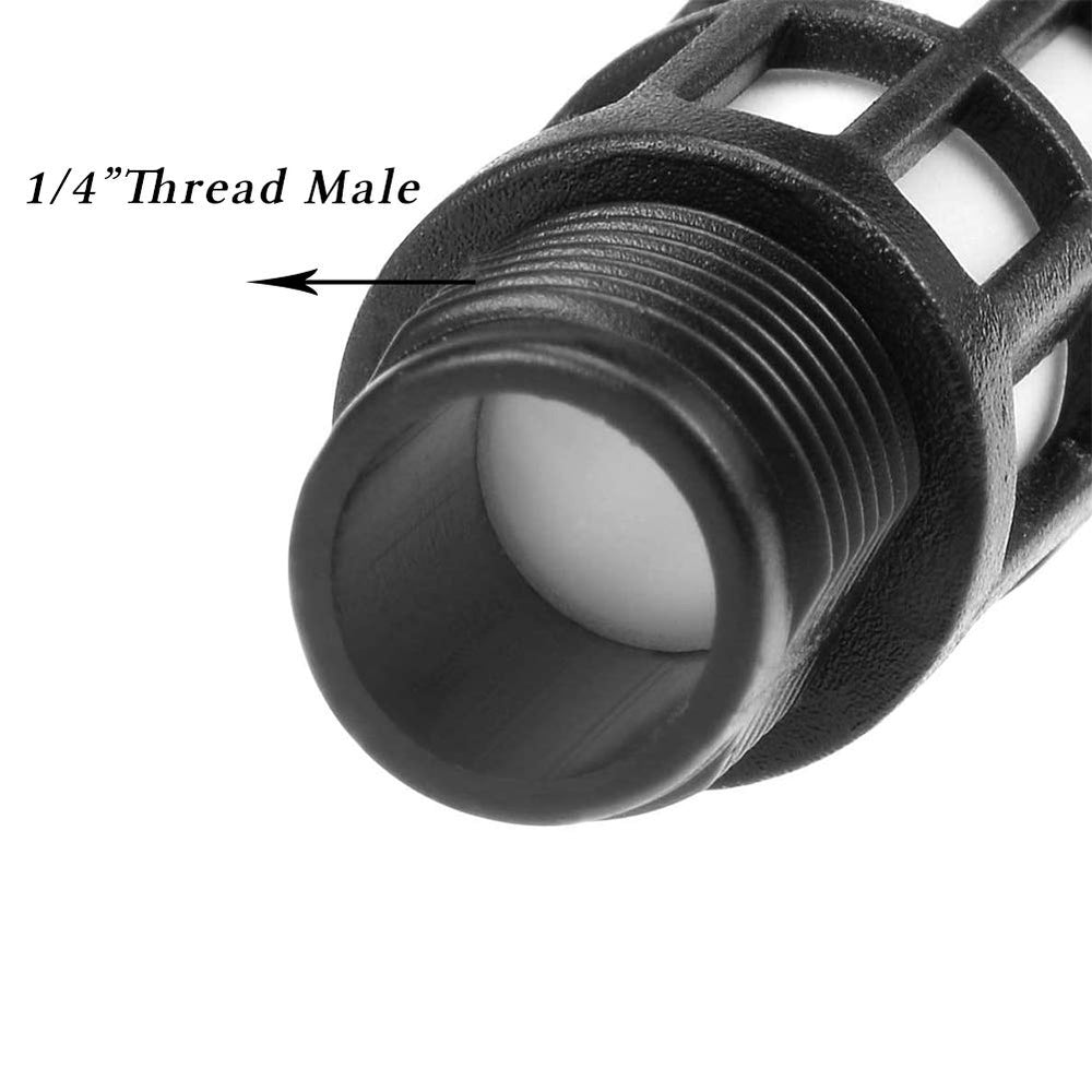 Plastic Exhaust Air Silencer, 1/4 Air Line Pneumatic Muffler Black Air Compressor Fitting (Pack of 5)