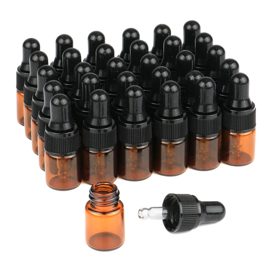 2Ml: Amber Glass Dropper Bottles 30 Pcs Mini 1Ml 2Ml 3Ml Essential Oils Dropper Bottles Refillable Perfume Fragrance Cosmetics Glass Dropper Pipette Bottles Vial Container (2Ml)