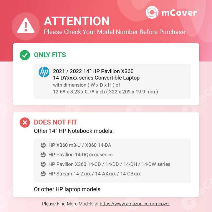 Case Compatible for 2021~2022 14 HP Pavilion X360 14-DYxxxx Series 2-in-1 Convertible Notebook Computer ONLY (NOT Fitting Other HP Models) - Red