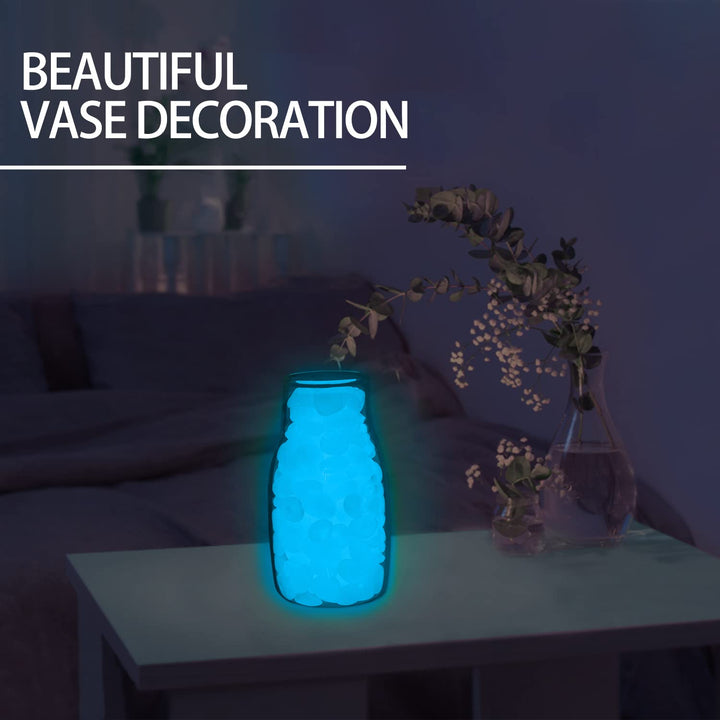 900pcs Glow in The Dark Rocks Outdoor Decorations Stones Small Luminous Pebbles Indoor/Outdoor Decor for Garden Fish Tank Aquarium Planter Walkway - Lake Blue