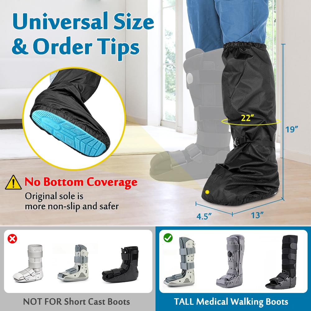Walking Boot Cover, Orthopedic Boot for Broken Foot Injuries Cast Cover, Tall Medical Walking Boot Cover, Outdoor Cast Protector, Surgical Recovery Air Walker Boot Accessories (Black)