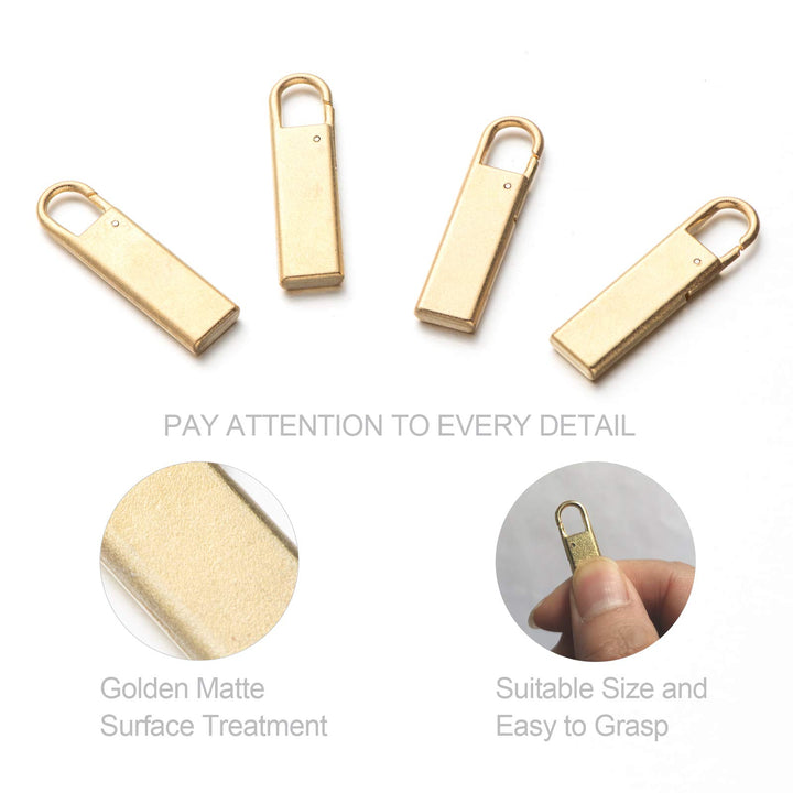Gold Zipper Pull Replacement Metal Zipper Tab Repair Easy Use for Broken and Missing Zipper Pulls On Luggage Suitcase Jacket Backpacks Coat Boots