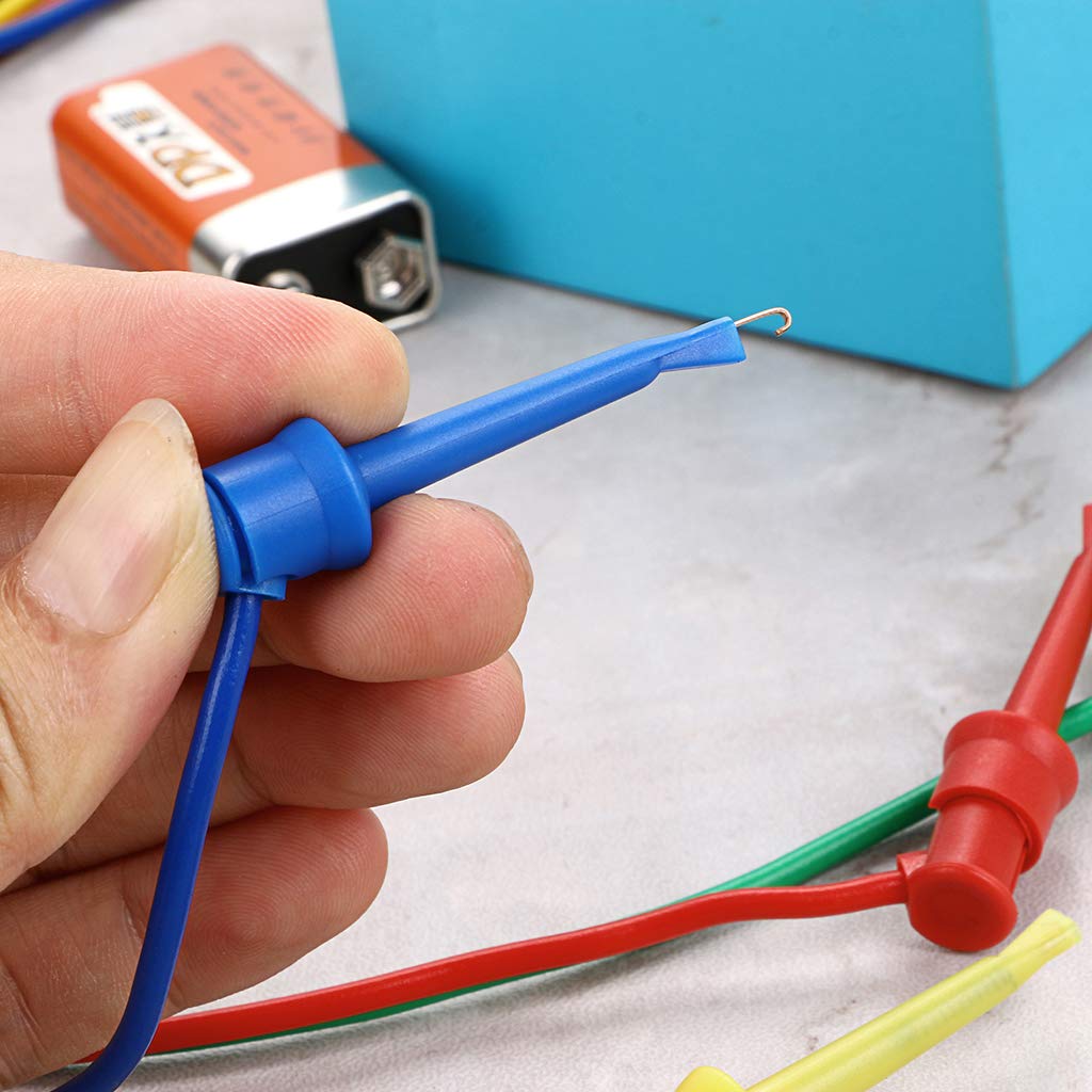 39 Inch Multimeter Test Lead Set - 5 Pcs Stackable Banana Plug to Test Hook Wire Cable Kit with Protective, Flexible Wire Leads for Electrical Testing 500V/5A