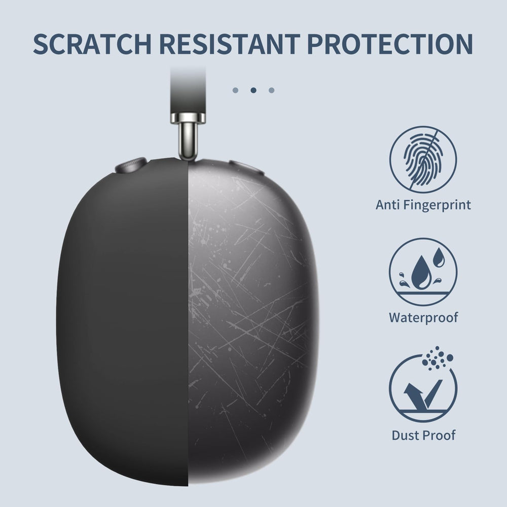 FINTIE Silicone Case Cover for AirPods Max Headphones, Anti-Scratch Ear Cups Cover and Headband Cover for AirPods Max, Accessories Skin Protector for AirPods Max (Black)