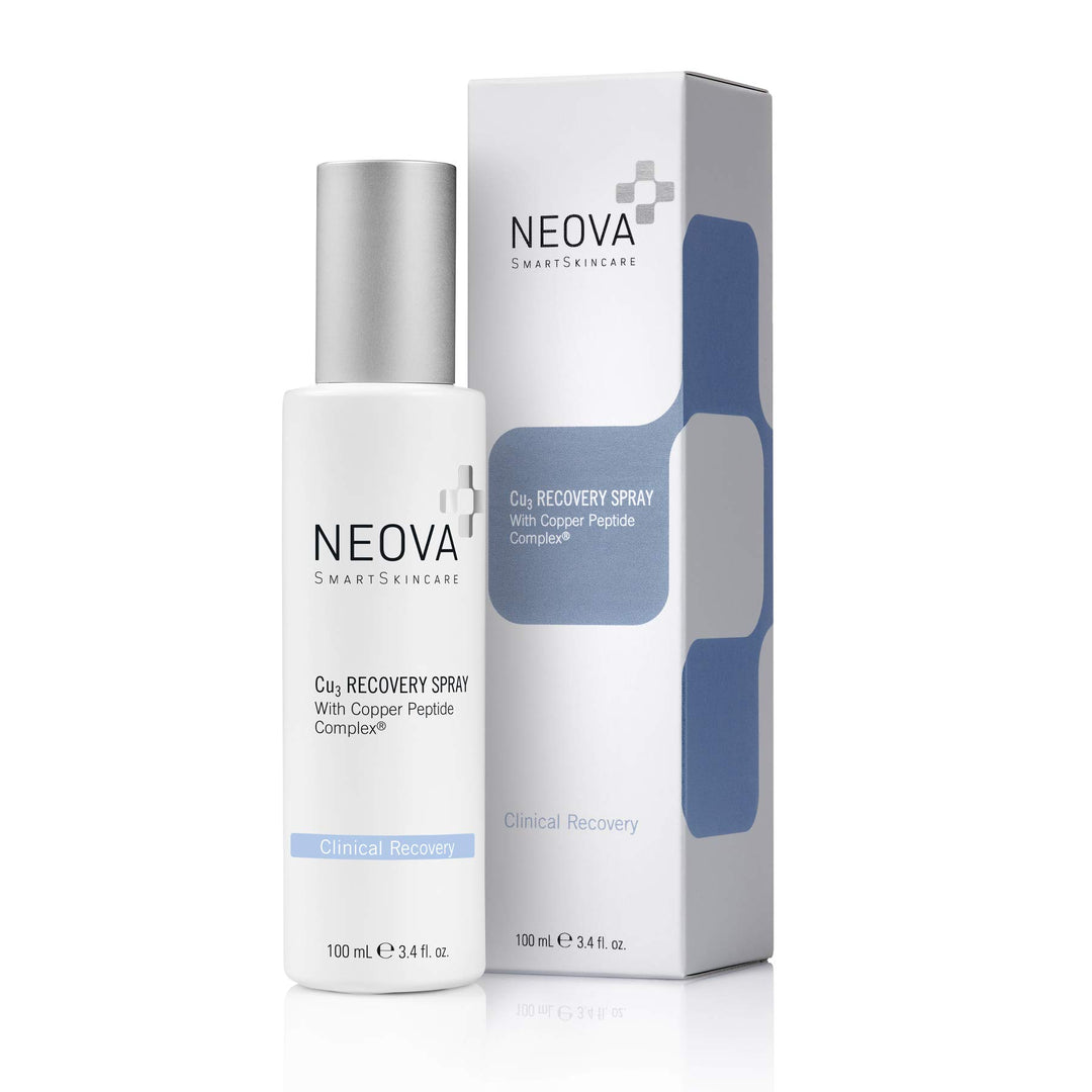 SmartSkincare Cu3 Recovery Spray cools and moistens with droplets of Copper Peptide Complex to comfort tender skin.