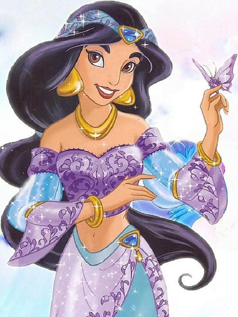 5D DIY Diamond Art Kits for Adults Princess, Diamond Painting Cartoons Girl, Paint by Numbers Full Round Drill Cross Stitch Crystal Rhinestone Home Wall Decoration 12x16 inch-10