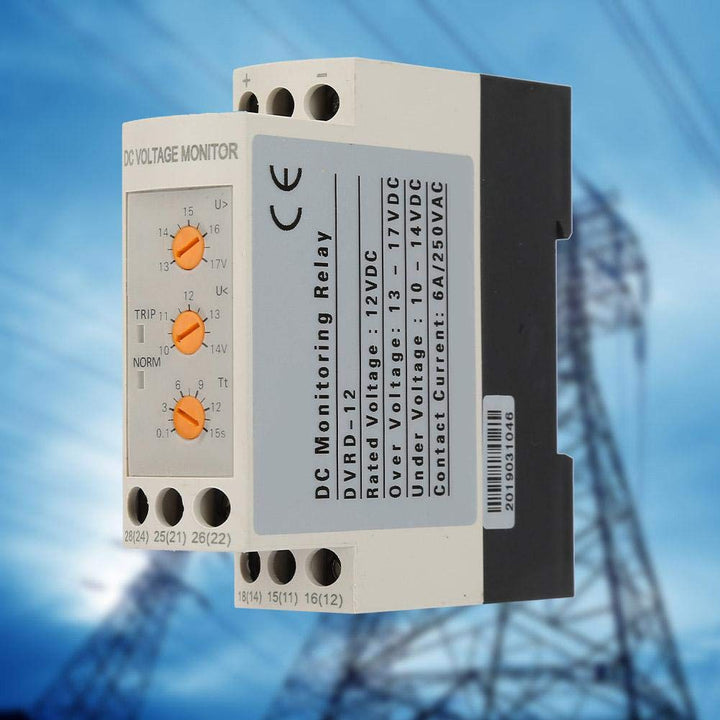 Voltage Monitoring Relay Over-Voltage and Under-Voltage Relay 35MM Rail 13-17V 10-14V(DC12V)
