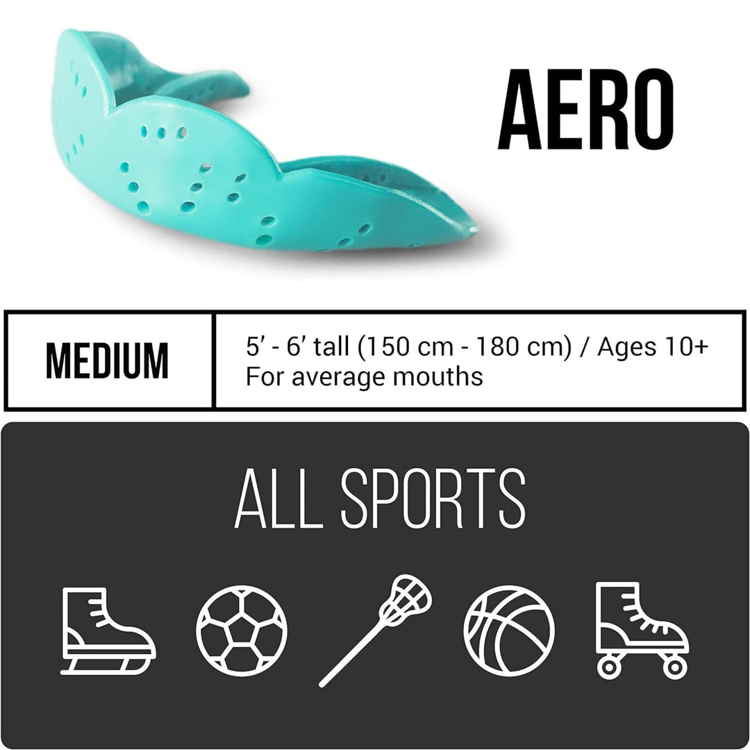 Aero Medium Mouthguard, Royal Blue - 1.6mm Thin - Custom-Molded Fit - Slim Design - Remoldable Up to 20 Times - for Team Sports - Non Toxic