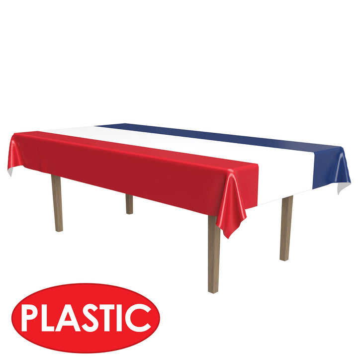 Patriotic Tablecover (red, White, Blue) Party Accessory (1 Count) (1/Pkg)