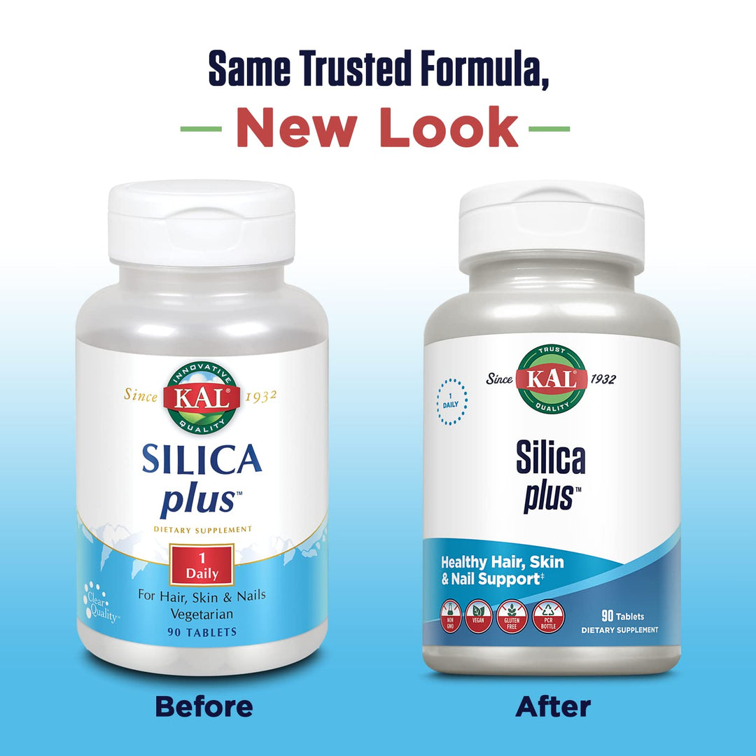 Silica Plus, Silica Gel with Horsetail Extract, Healthy Hair, Skin & Nails Support, Maximum Absorption, Vibrant Hair, Glowing Skin Supplement, Vegan, Gluten Free, 90 Serv, 90 Quick Dissolve Tabs