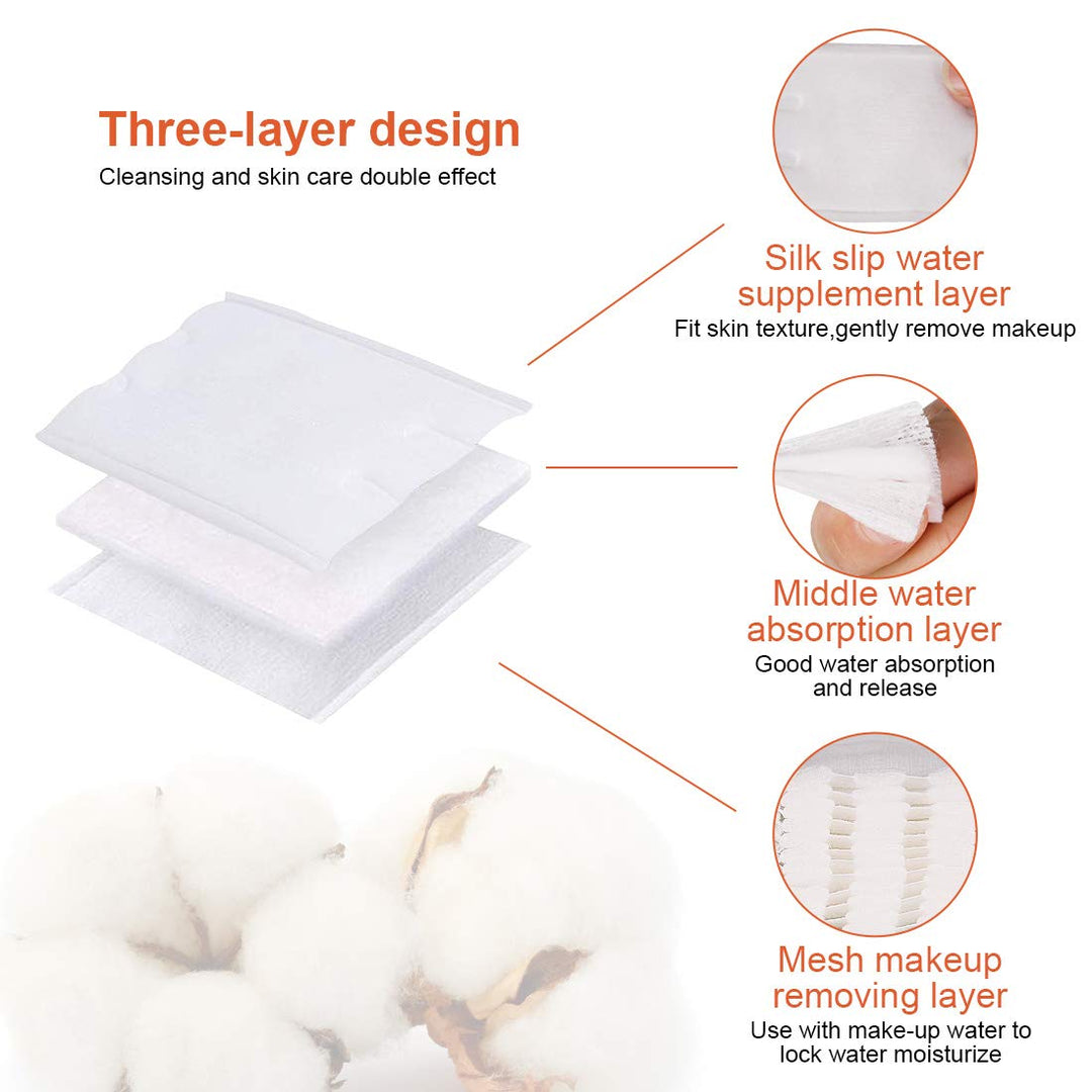 100% Natural Cotton Pads,Effectively Cosmetic Cotton Cosmetic Facial Eye Makeup Remover Pads,Double-Side Save Water Soft Gentle Makeup Tools(222PCS)