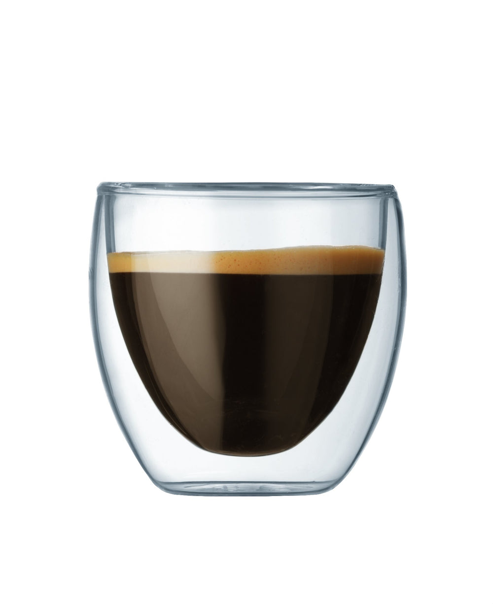 2.5oz Pavina Double Wall High-Heat Borosilicate Glass, Set of 2, Clear