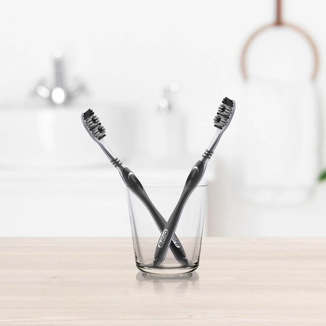 Oral B Cavity Defense 123 Black Manual Toothbrush for adults with charcoal extract- Medium (Pack of 4)
