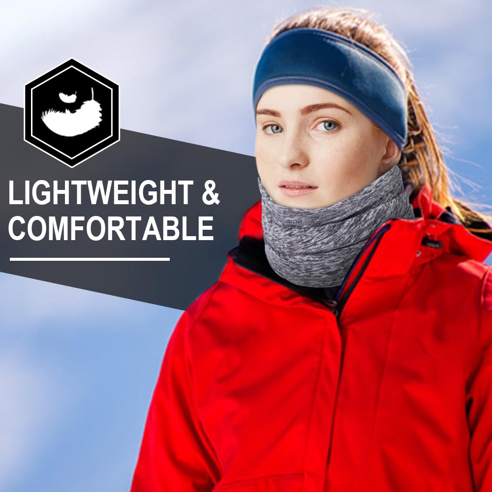 Soft Fleece Neck Gaiter Warmer Face Mask Cover for Cold Weather Gear Winter Outdoor Sports Snowboard Skiing Cycling Motorcycle Hunting Fishing Suitable Men Women AA-C-01 Gray