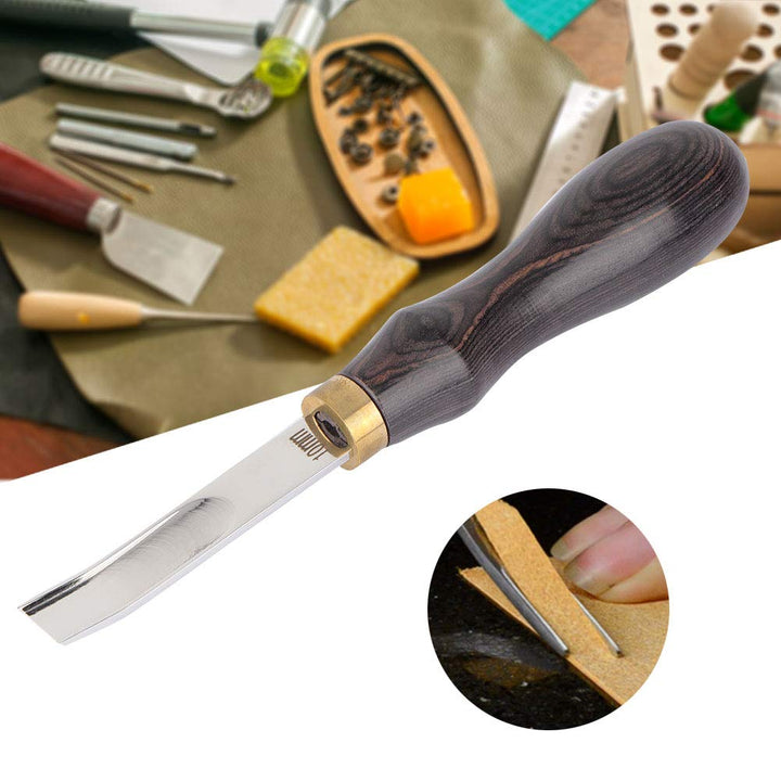 Beveler Leather Skiving Beveler Leather Wood Handle Craft Keen Cutting Tool, 4mm/6mm/8mm/10mm Optional(10mm)