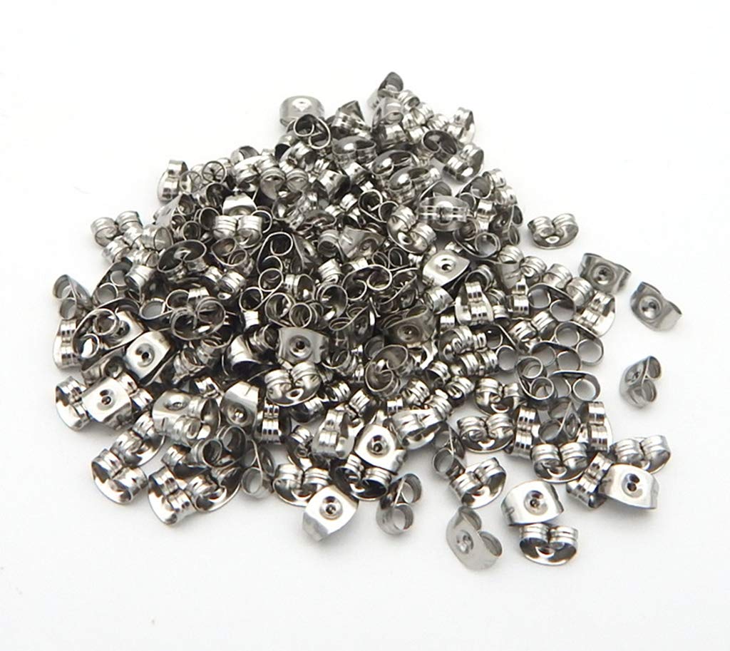 300 Pieces Stainless Steel Butterfly Earring Backs (Silver 5x3.5mm)