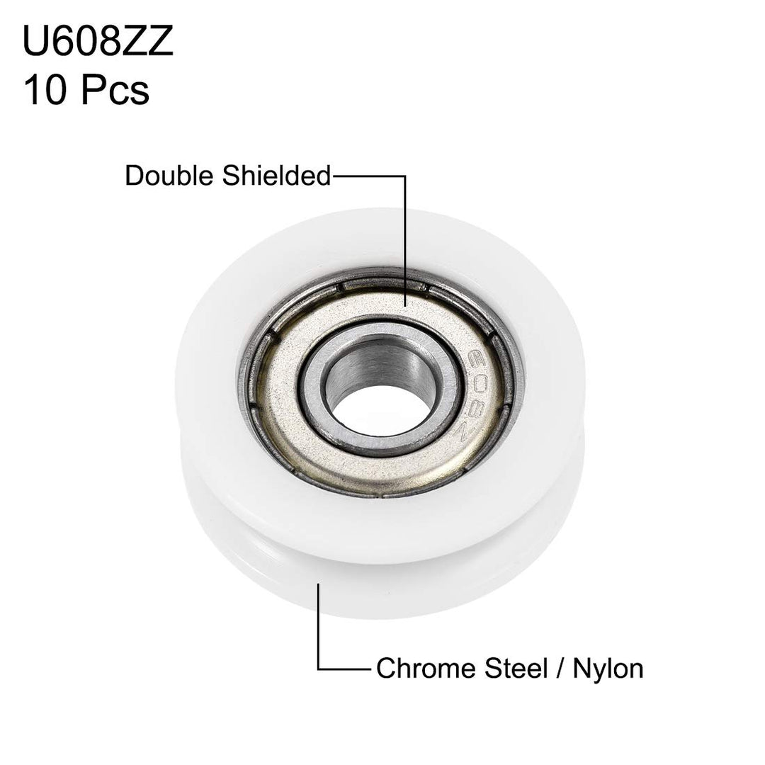 U608ZZ 608 Nylon U Groove Bearings 8x30x10mm Double Metal Shielded (GCr15) Chrome Steel Ball Bearings 10pcs