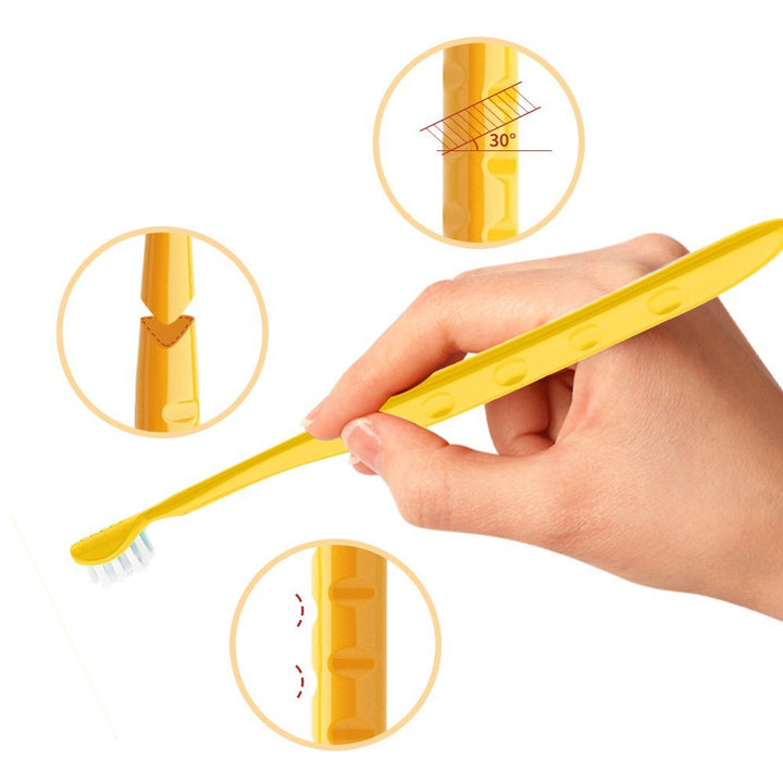 Children 3 Sided Toddler Toothbrush Kids Toothbrush Soft Wrap-Around Baby Toothbrush 12 Months and Up Training Toothbrush Saving Time for Baby Tooth Brush - Yellow