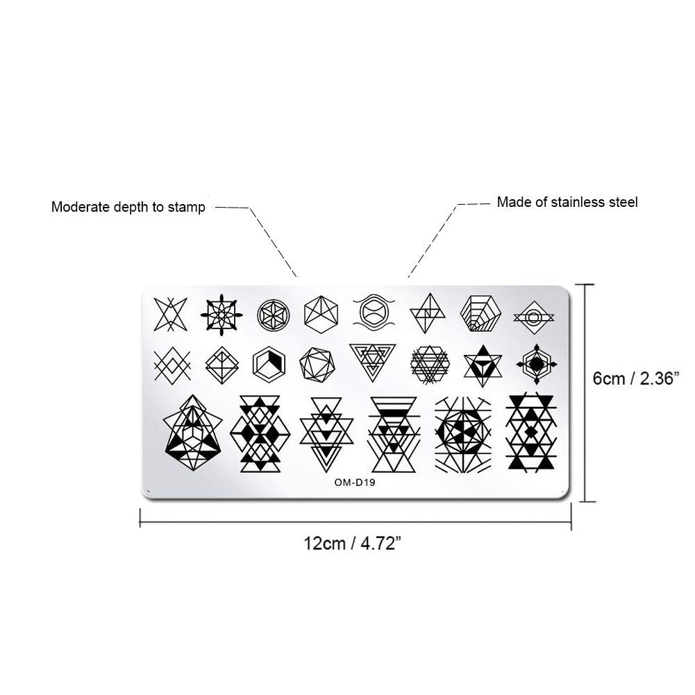 5Pcs Nail Plates Stamping Set With Classic Geometric Stars Nail Image Plate Stamping Nail Art Kit With Stamper And Scraper Kit For Women Girls