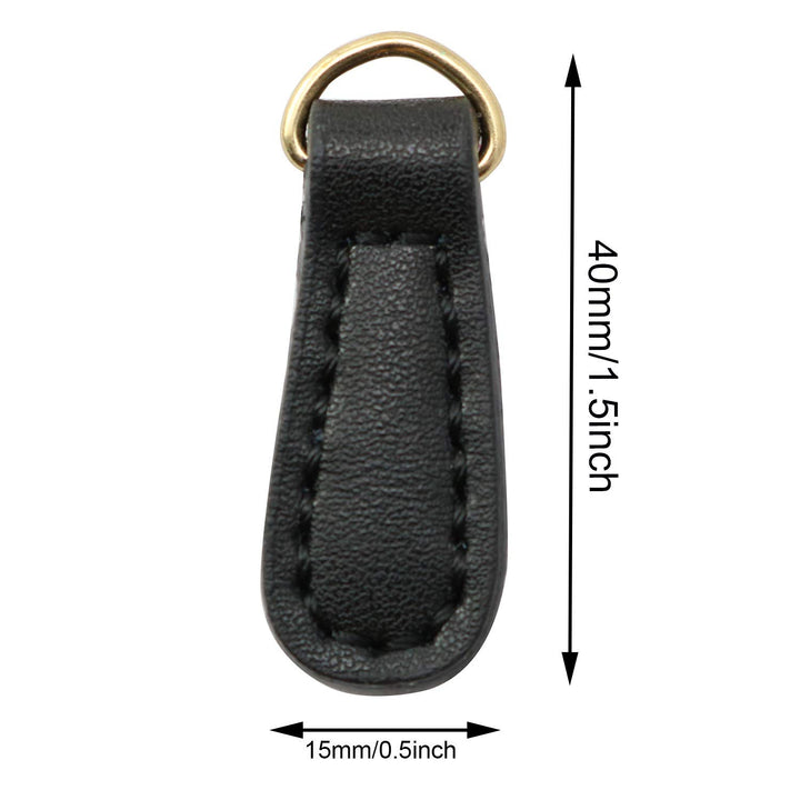 2pcs Genuine Leather Zipper Pulls Black Pull Strap Cord Zipper Pullers Durable Boot Jacket Bag Purse Accessories