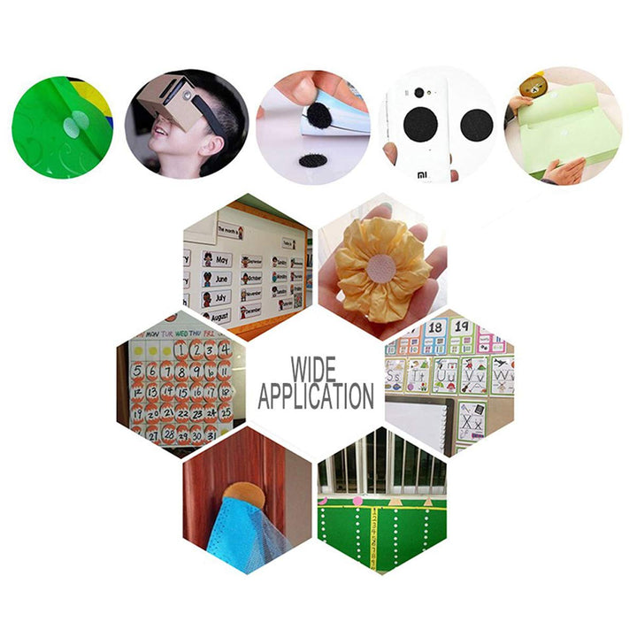 Black Self Adhesive Dots 1000pcs(500 Pairs) 3/5 Diameter Hook and Loop Dots Taps Perfect for School, Office