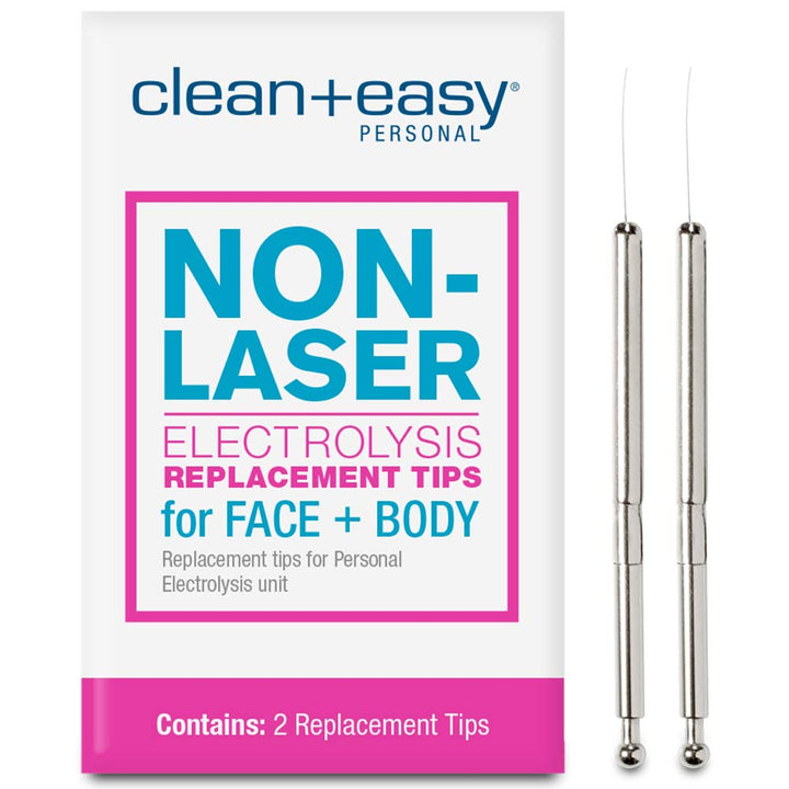 Non-Laser Electrolysis Replacement Tips for Face & Body, Pack of 2