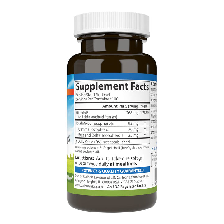 - E-Gems Plus, 400 IU (268 mg), Natural-Source Vitamin E, Optimal Wellness, 100 Soft Gels