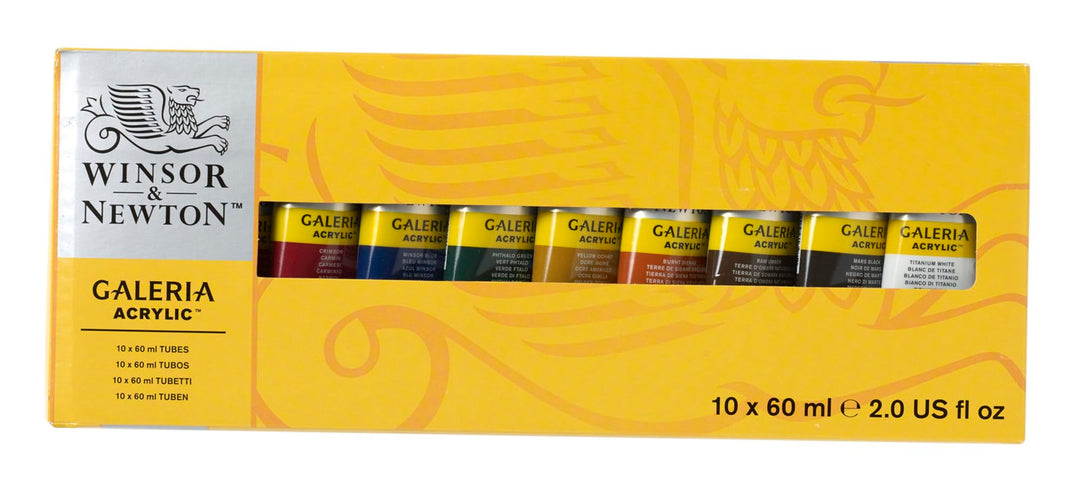 Winsor & Newton Galeria Acrylic Paint, 10 x 60ml (2--oz) Tube Paint Set