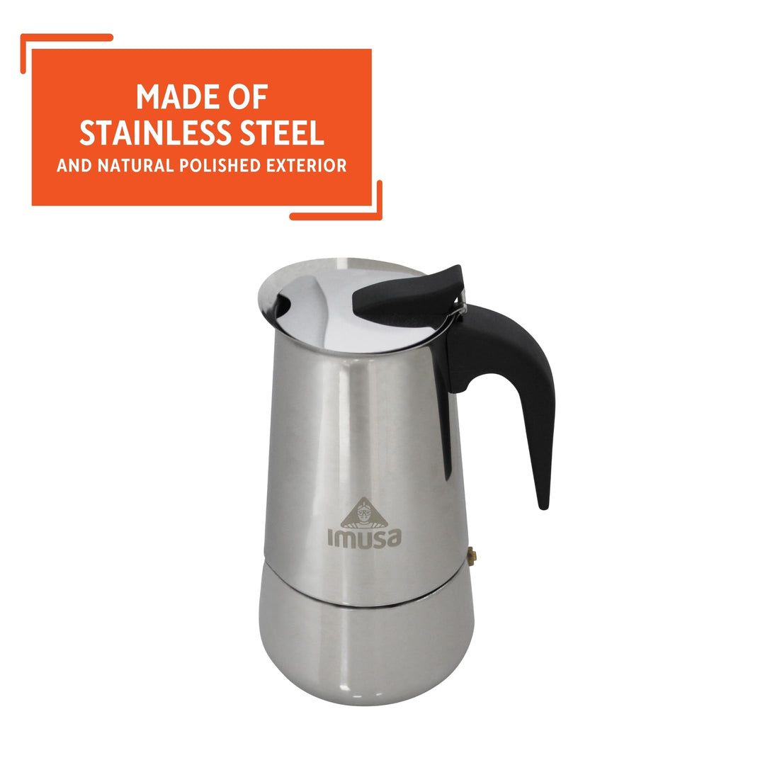 IMUSA USA B120-22061M Stainless Steel Stovetop Espresso Coffeemaker 4-Cup, Silver