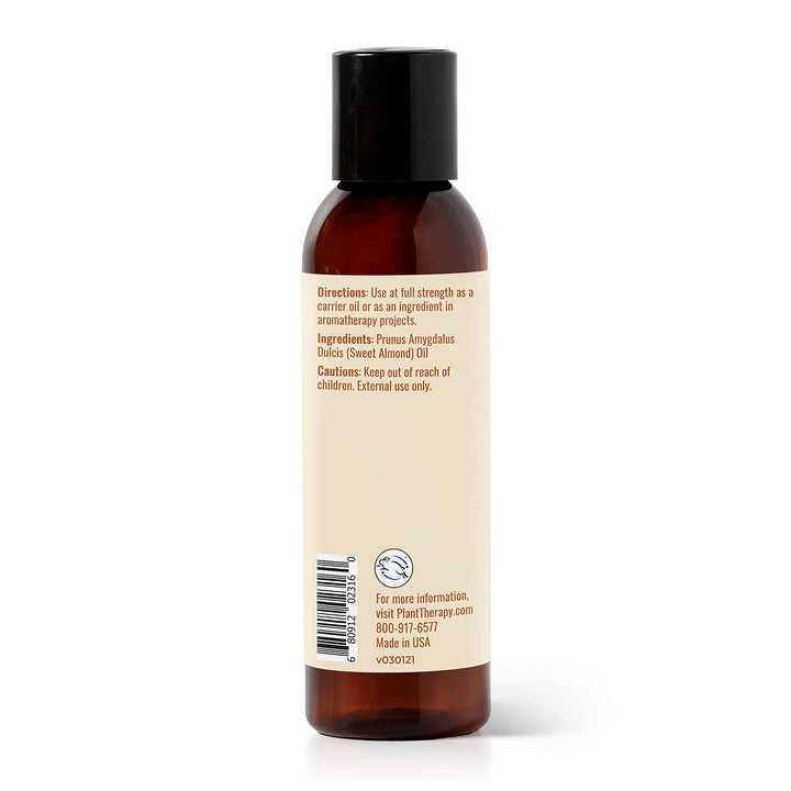 Sweet Almond Oil - for Skin, Hair, Body, Face & Baby - Natural Moisturizer, Massage & Aromatherapy Carrier Oil 100% Pure, Cold Pressed California Almonds, Made in USA, 4 oz