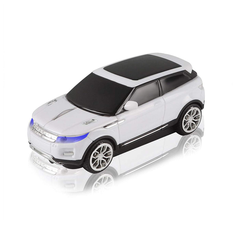 Cool SUV Car Shaped Wireless Mouse 1600 DPI Optical Cordless Mice with USB Receiver for Office School Travel for PC Computer Laptop Gift (White-1 Pack)
