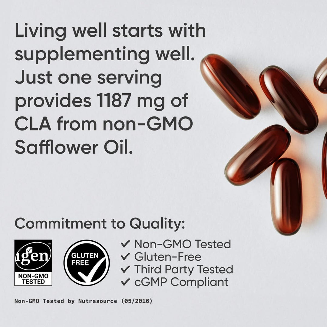 CLA - 1250mg with Active Conjugated Linoleic Acid for Men and Women | Non-GMO, Soy & Gluten Free - 95% (180 Softgels)…