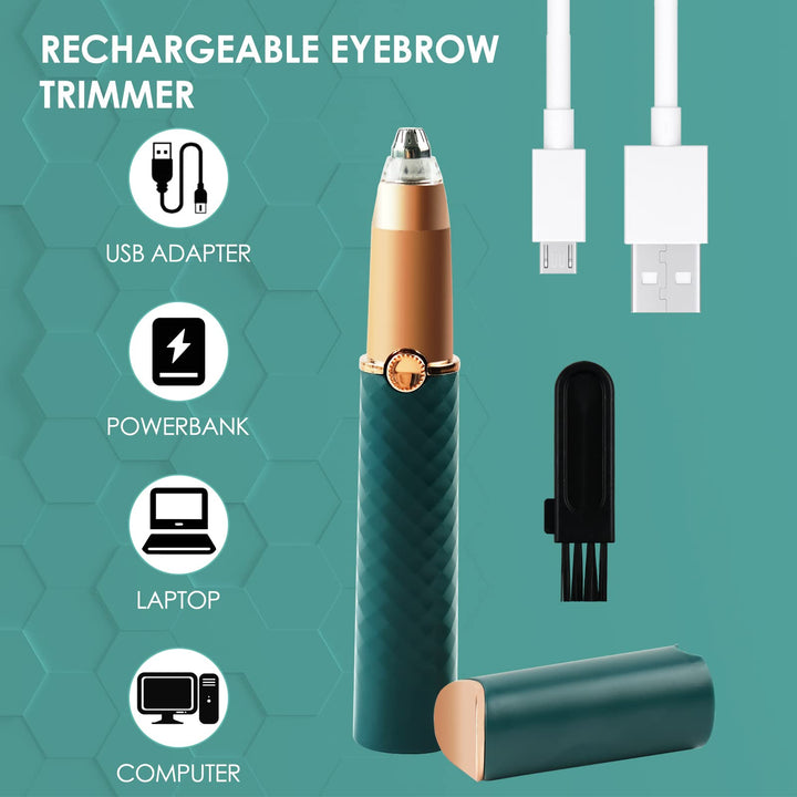 Rechargeable Eyebrow Trimmer - Painless Nose Hair & Eyebrow Hair Remover Precision Eyebrow Razor Electric Eyebrow Hair Shaper for Men Women, Hair Epilator for Eyebrow, Face, Lips, Nose, Ear