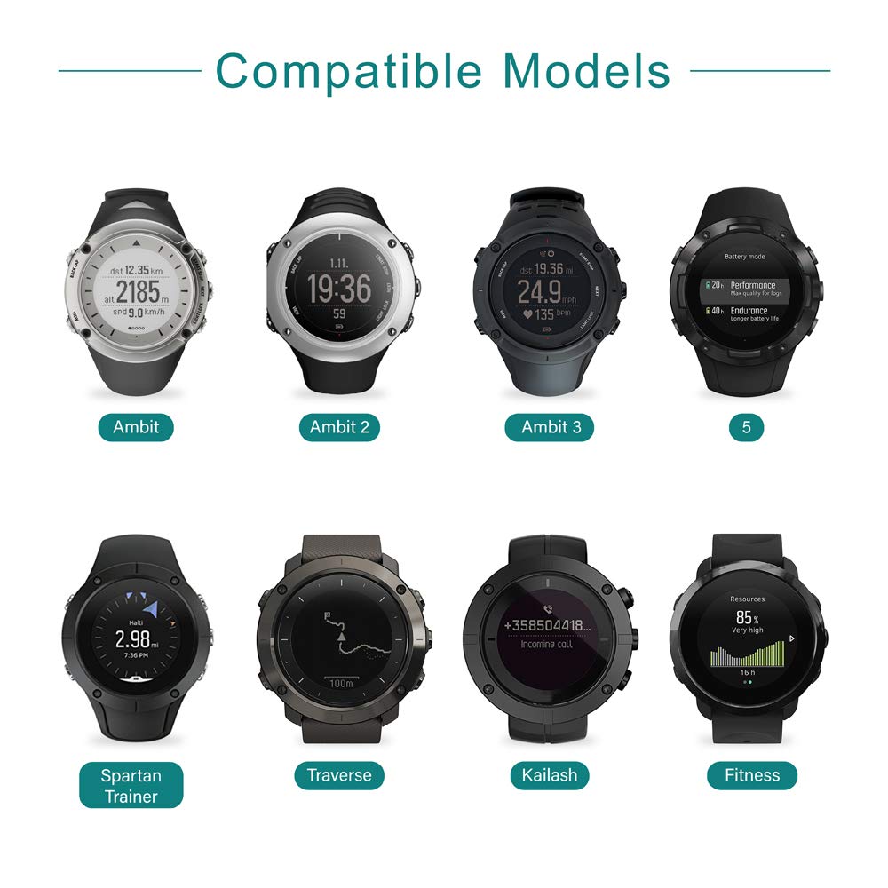 Charger Compatible with Suunto 3 Fitness,Suunto 5, Traverse, Kailash, Spartan Trainer, Ambit 1 2 3 - USB Charging Cable 100cm - Smartwatch Accessories