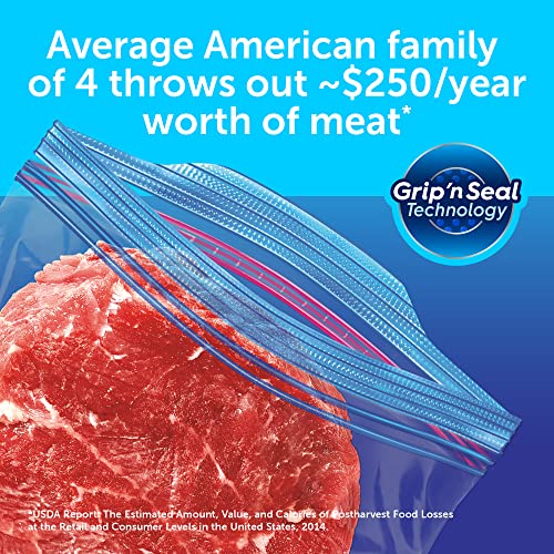 Gallon Food Storage Freezer Bags, Stay Open Design with Stand-Up Bottom, Easy to Fill, 60 Count