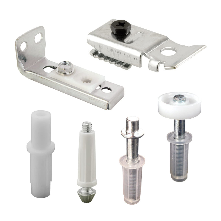 Prime-Line N 7534 Bi-Fold Door Hardware Repair Kit – Includes Top and Bottom Brackets, Top and Bottom Pivots and Guide Wheel – Door Repair Kit for 1 to 1-3/8 Thick Doors Up To 50 Lbs. (1 Kit), Zinc
