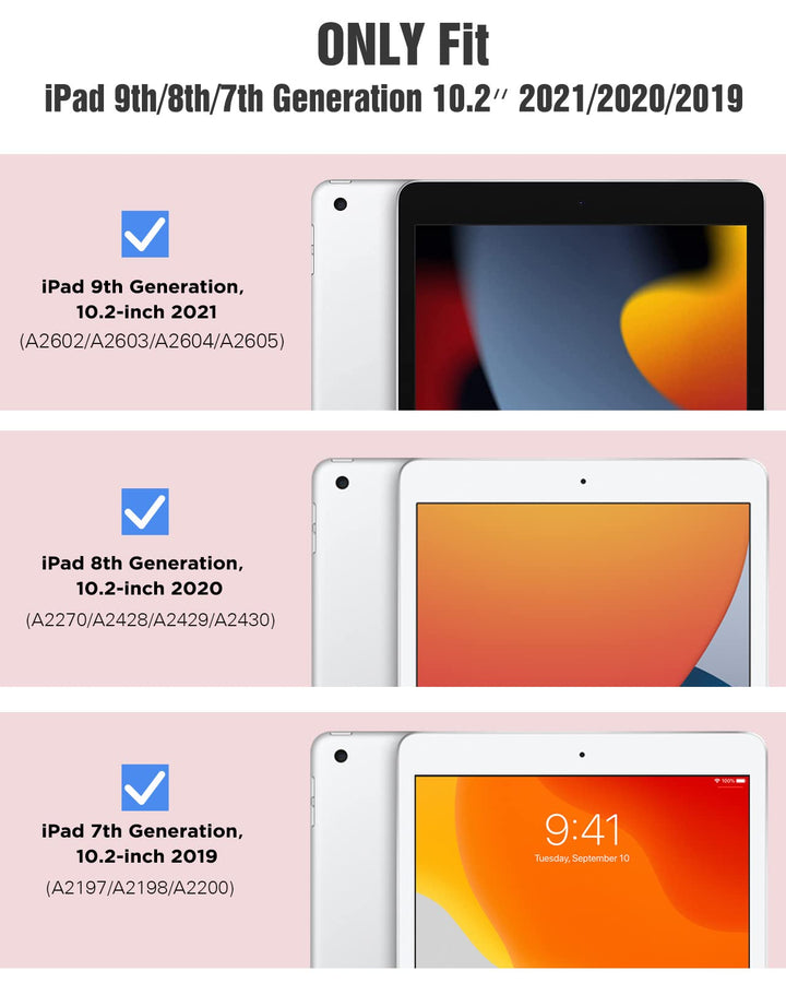 for iPad 10.2 Case iPad 9th Generation 2021/ 8th Generation 2020/ 7th Generation 2019 Case,Slim Translucent Hard PC Protective Smart Cover with Stand, Rose Gold