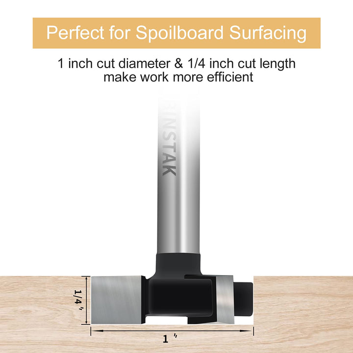 CNC Spoilboard Surfacing Router Bits, 1/4 inch Shank 1 inch Cutting Diameter, Slab Flattening Router Bit Planing Bit Wood Planing Bit Dado Planer Bit (Carbide)