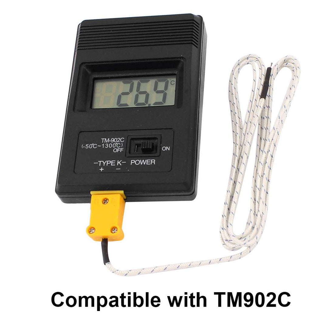 5PCS K-Type Mini-Connector Thermocouple Temperature Probe 3M/9.8ft Wire Measure Range -50~400 °C(-58~752)for TM902C/ TES1310 Thermometer with 2PCS Thermocouple Plug