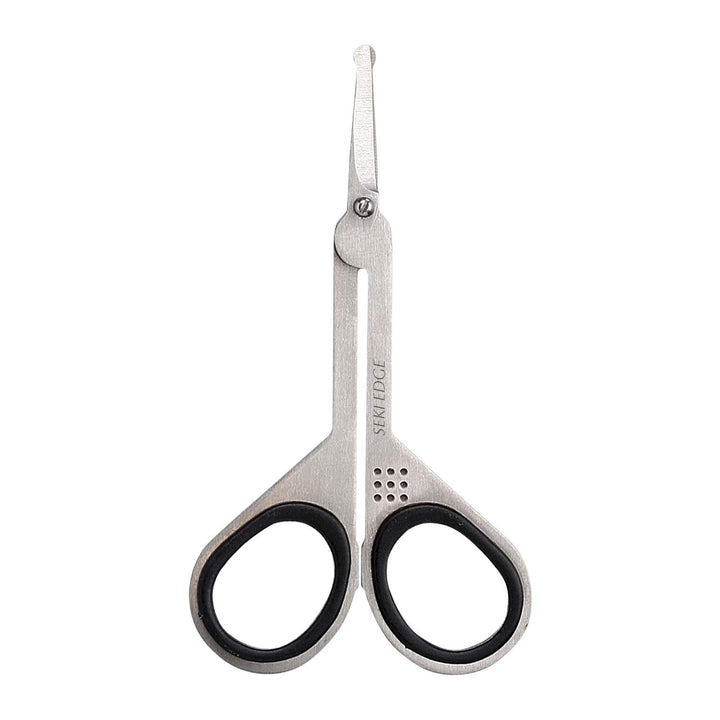 Seki Edge Stainless Steel Nostril Scissors (SS-908) - Safety Grooming Scissors with Round Blunt Tips for Trimming Nose Hair & Other Facial Hair for Men & Women - Made in Japan