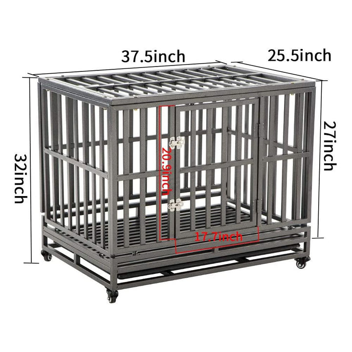 38 Inch Heavy Duty Dog Cage Metal Kennel and Crate for Large Dogs,Easy to Assemble Pet Playpen with Four Wheels,Black … …