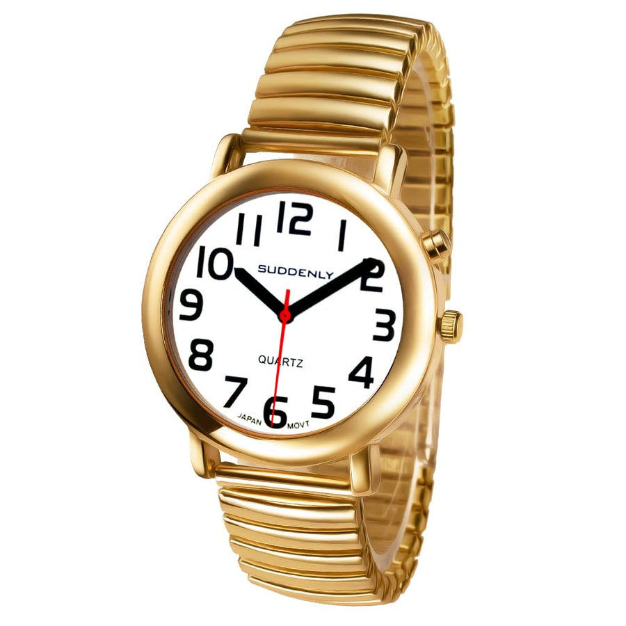 English Talking Watch for Seniors Unisex Men Women Loud Sound Time-Day-Date Alarm Clock for Visually Impaired