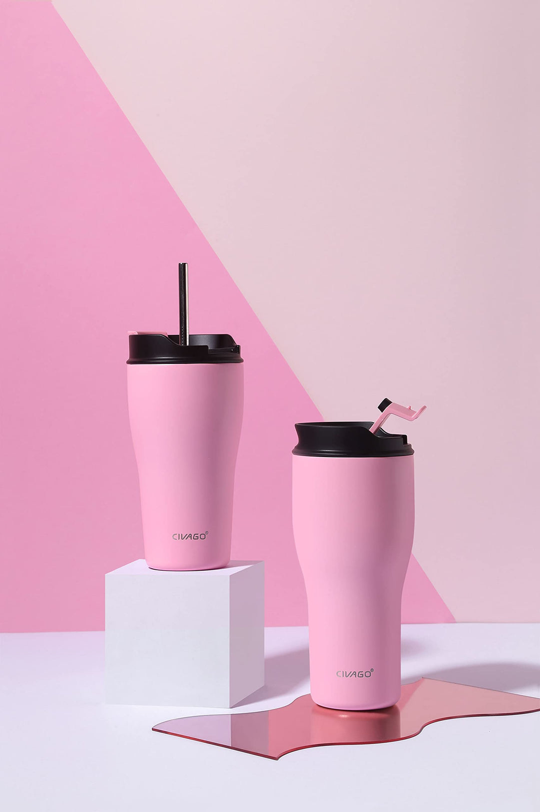 30 oz Insulated Tumbler with Straw and Lid, Stainless Steel Travel Coffee Mug Cup, Double Wall Vacuum Water Bottle, Black Glitter