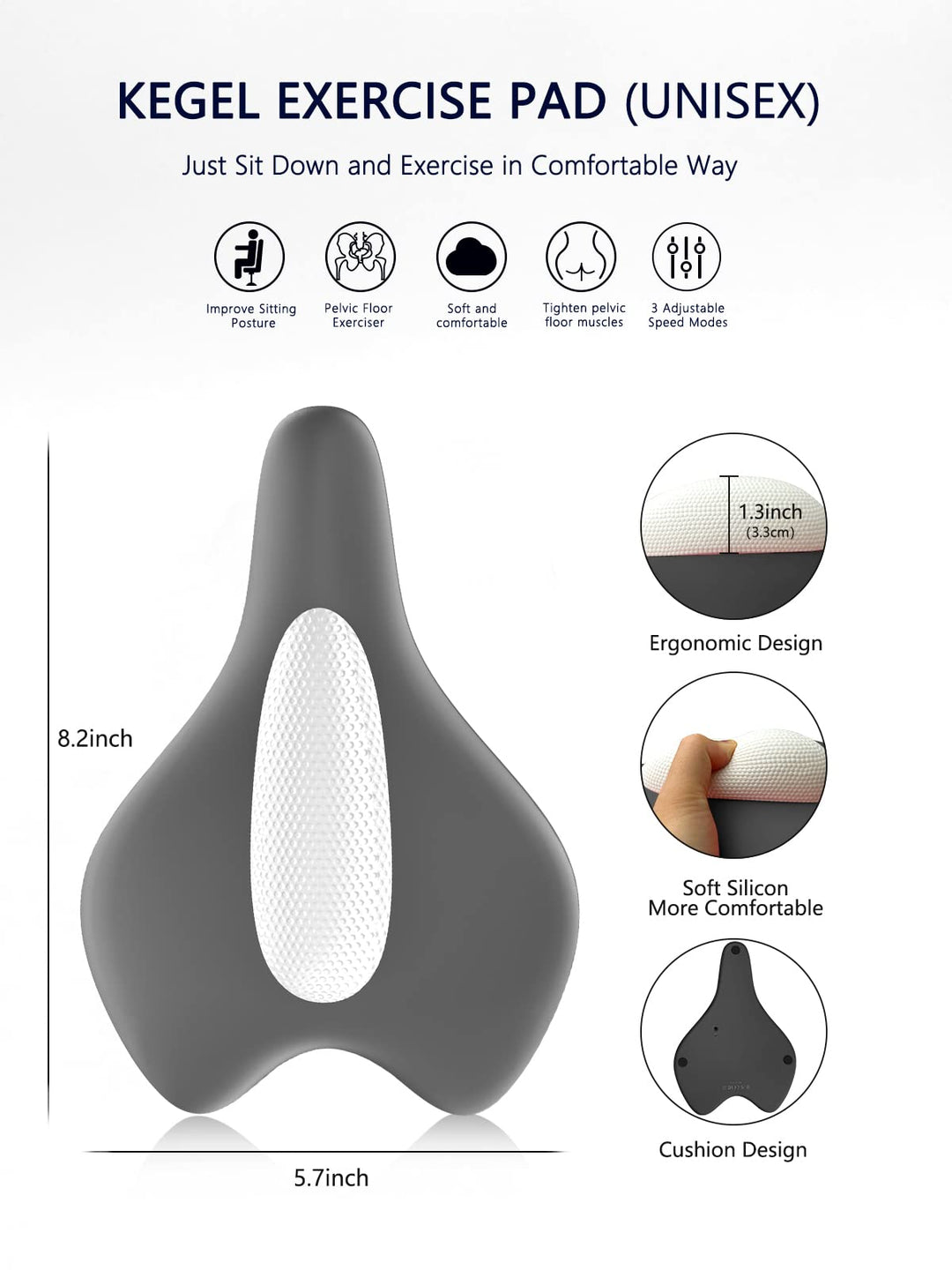 Pelvic Floor Strengthening Device Women,Pelvic Floor Muscle Training,Pelvic Floor Physical Therapy Use for Bladder Control and Pelvic Floor Exercise for Women and Men,Gray