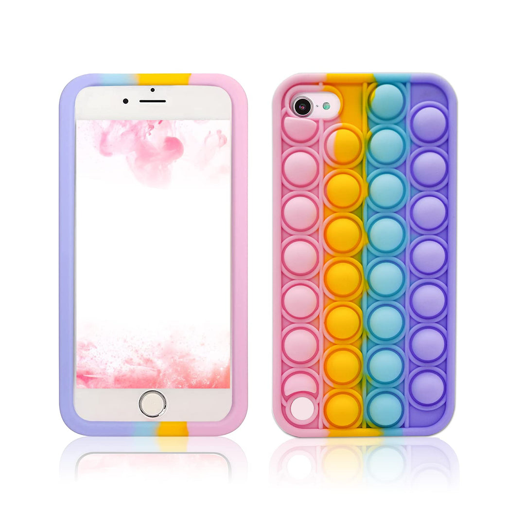 iPod Touch 7 Pop it Case, Stress Relief Fidget Toy Push Pop Bubble Sensory Silicone Cute Design Protective Girls Women Case for Apple iPod Touch 5/6/7th Generation
