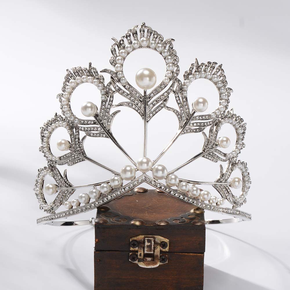 Prom Princess Crown Pearl Tiara Rhinestone Tiara Pageant Queen Crown Wedding Hair Jewelry